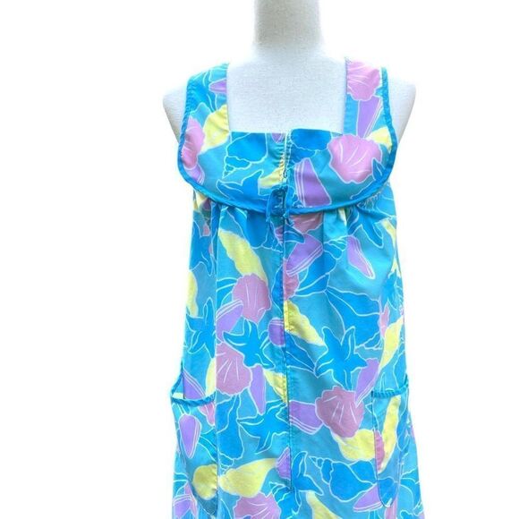 Vintage Helen of Troy Patio Day Dress Fitted MuMu Zip Front Pockets Sea Shells - Picture 3 of 11